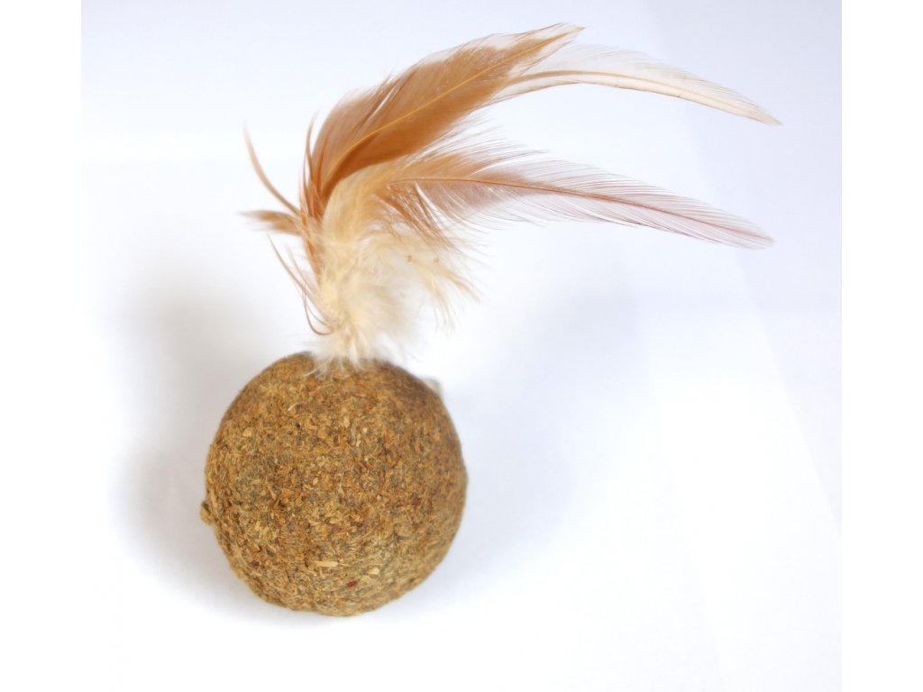 kočky - Šantová kulička s pírky 4,5cm