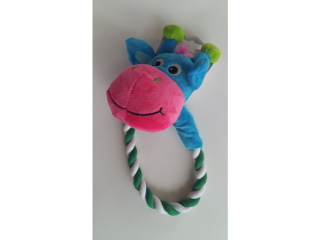Modro-růžová žirafa s kruhem - 22 cm pískací